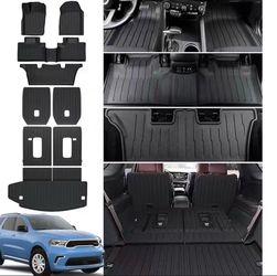 Cargo Mat Backrest Mat Floor Mats for Dodge Durango2016-2024 2025 Accessories Captain Chairs, All-Weather TPE Trunk Mat Cargo Liner Protector for Do