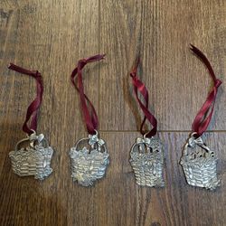 Set Of 4 1995 Longaberger Pewter Ornaments