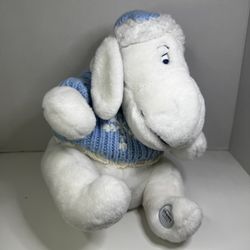 Eeyore Snowflake Blue Sweater/Hat Stuffed Animal - Disney Store Christmas White