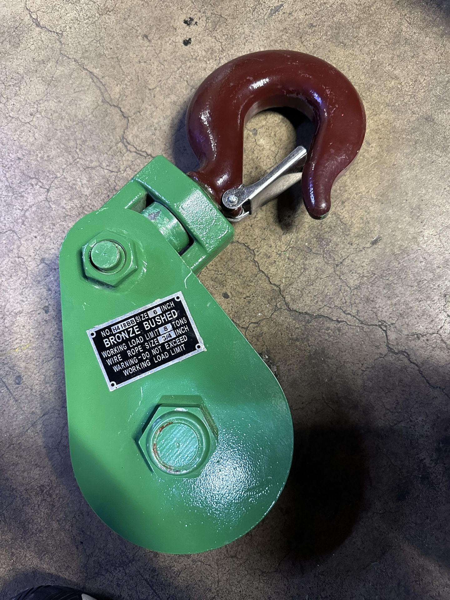 Mytee Products Snatch Block with Hook WLL 8 Ton 6" Sheave 3/4 Inch Wire Rope