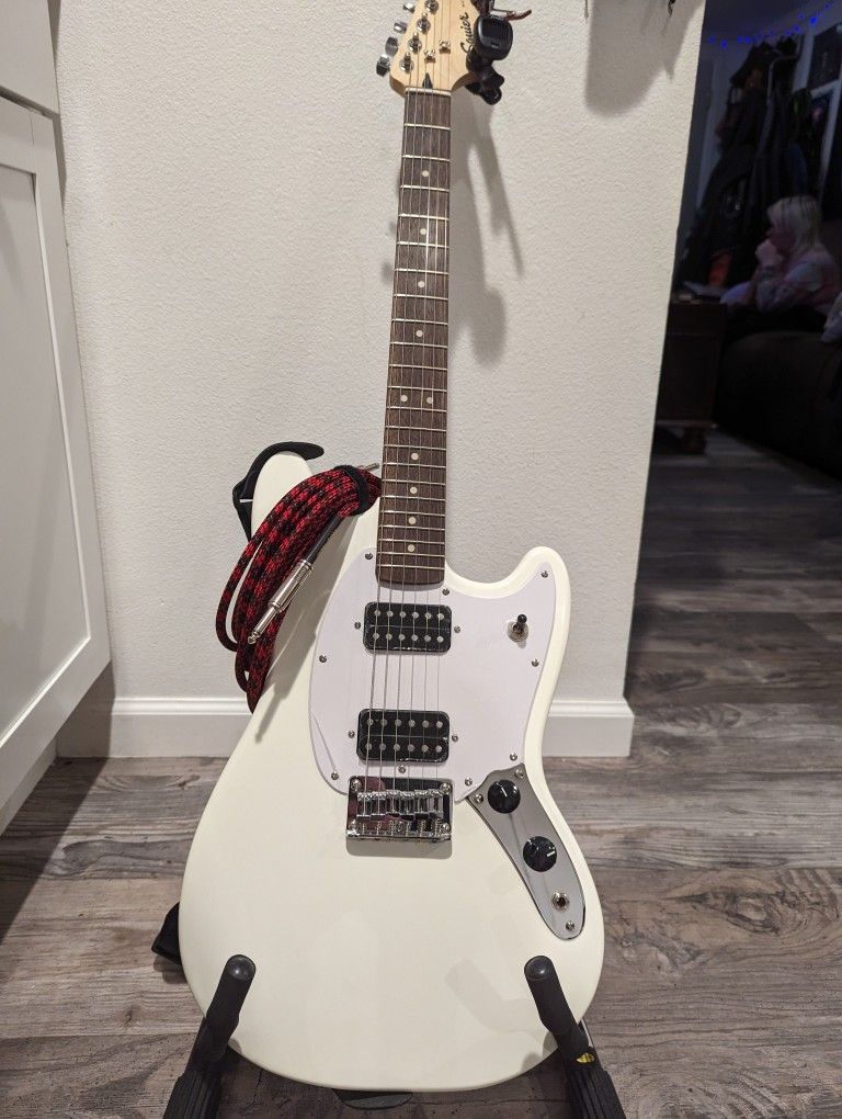 White Squire Mustang Guitar