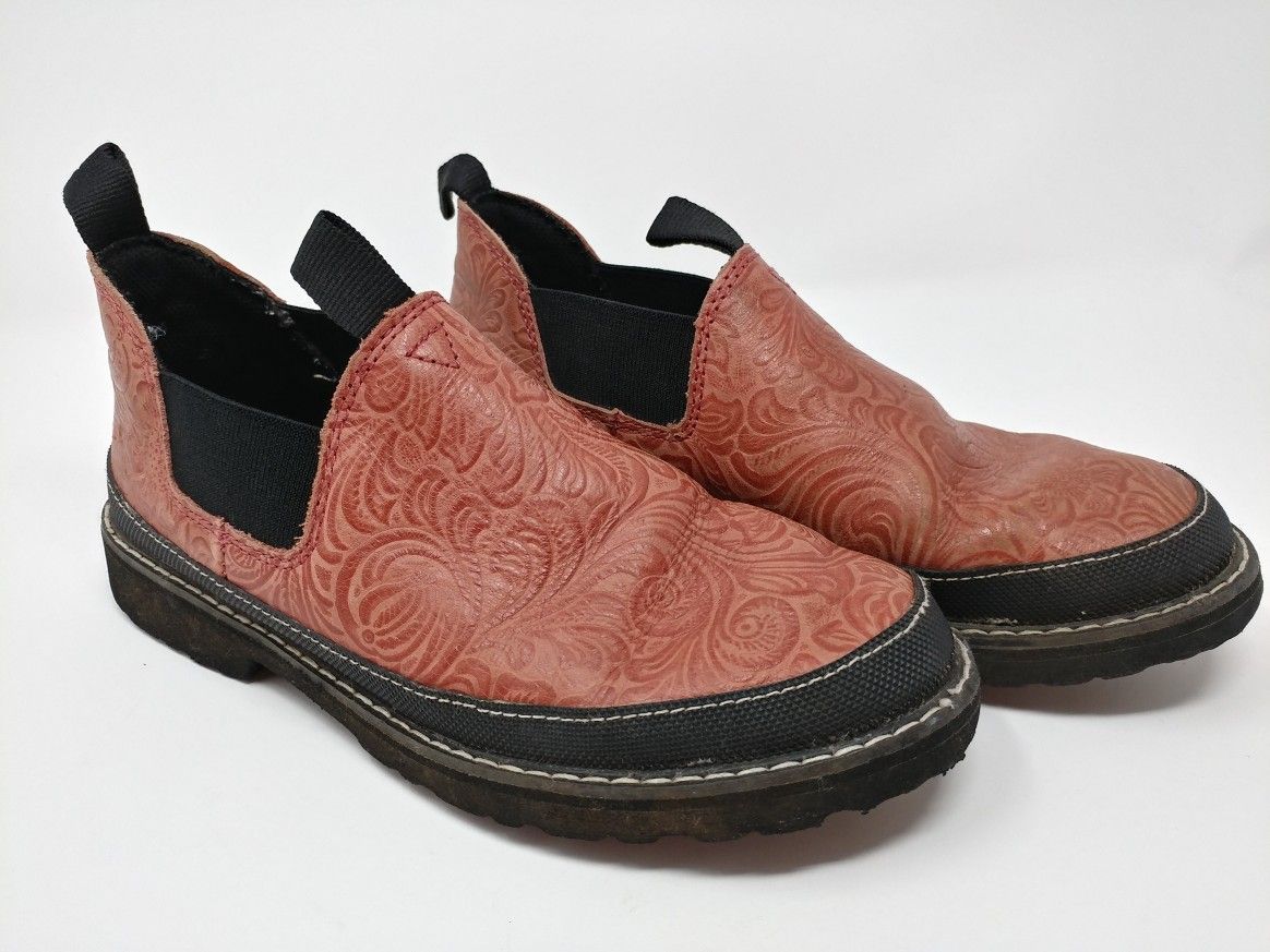 Georgia Giant Romeos Girls shoes Pink Floral Embossed size 5M Kids Tooled Leather