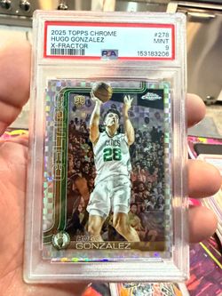 2025 Topps Chrome Hugo Gonzalez RC X-Fractor #278 PSA 9 Mint Rookie Celtics