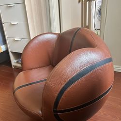 Basketball 2-Piece Swivel Kids Chair and Ottoman Sports Fan Kids Chair Brown