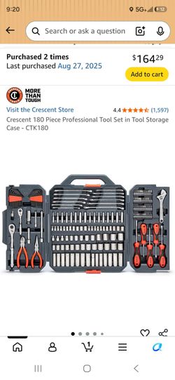 Crescent 180 piece mechanics tool set