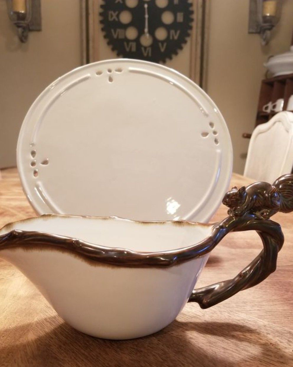 Pottery Barn squirrel gravy boat