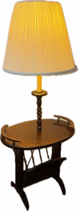 Vintage 3-in-1 furniture magazine rack lamp table