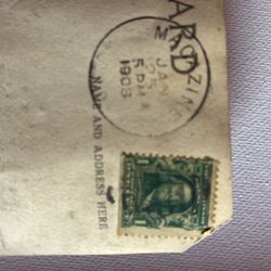 1-cent Ben Franklin Stamp 1906 on a vintage Postcard