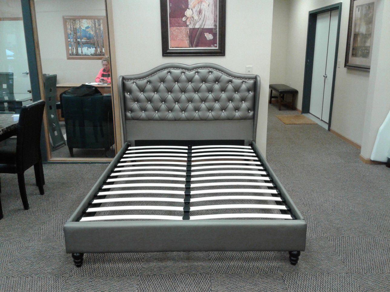 queen leather bed. brand new