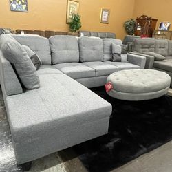 Gray Sectional with Accent Pillows