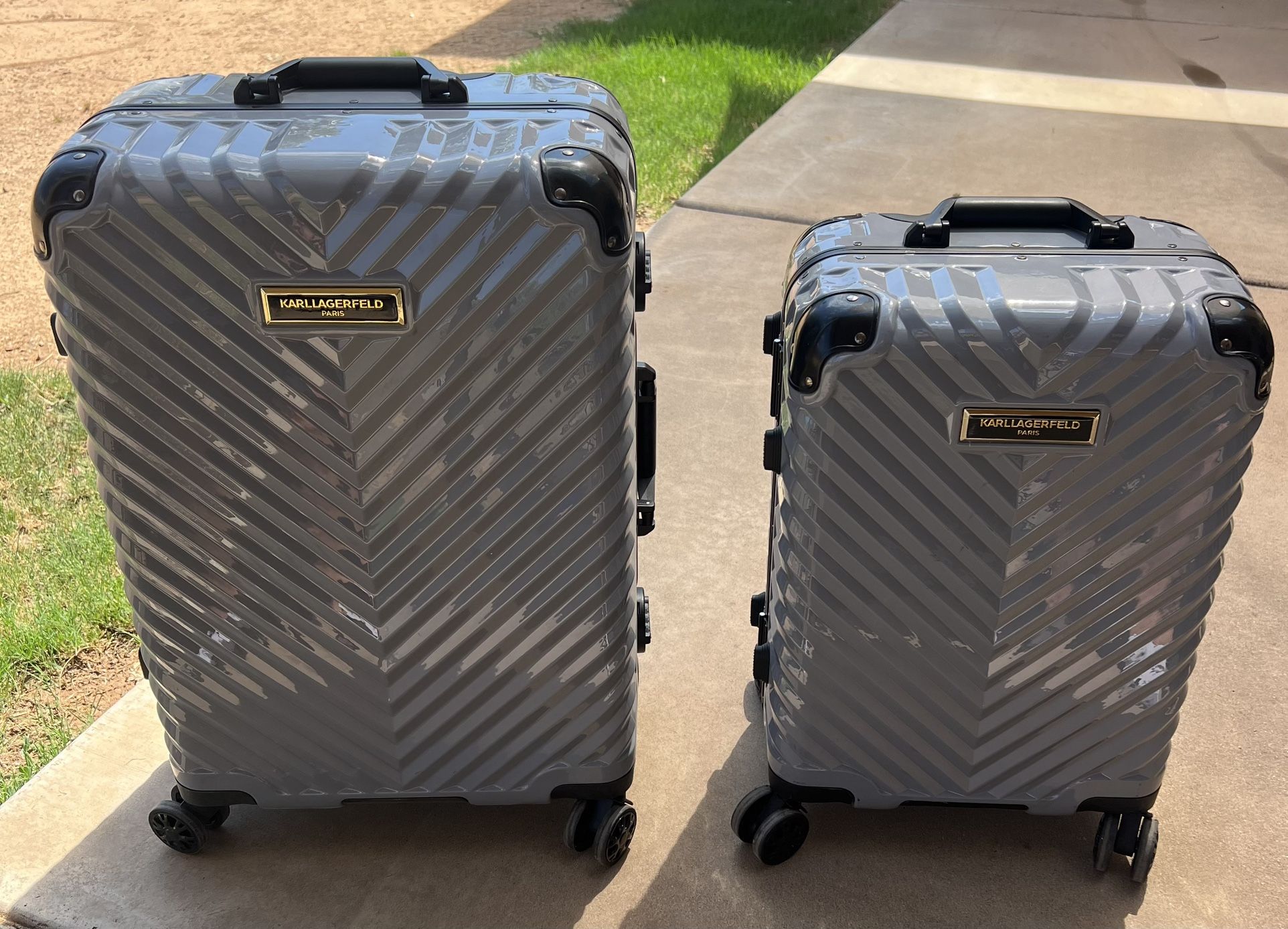 Karl Lagerfeld Georgette Chevron Hardside Spinner Luggage TSA Lock