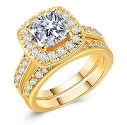 New 18 k yellow gold wedding ring set engagement ring