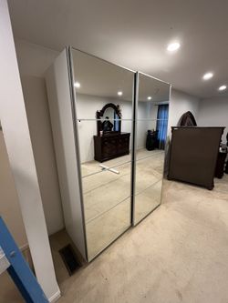 Stylish White Mirror Armoires Wardrobe Closet 