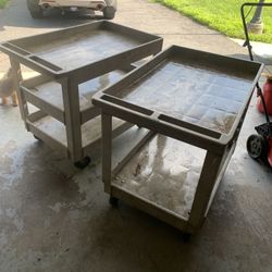 Two Used Rubbermaid Utility Carts