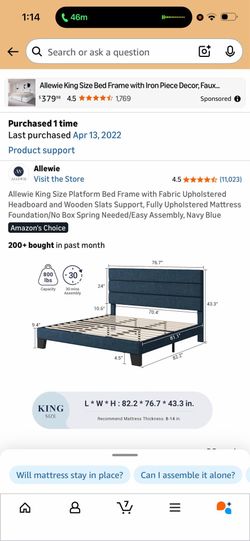 King size bed frame