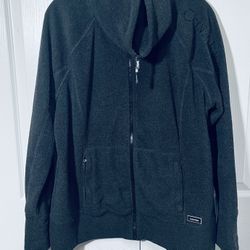  Calvin Klein Performance Fleece/ Jacket Dual Zip Pockets Embroidered Sleeve Womens Large Zip Up PLUS Brand New True Leather Brown Keychain/ Keyring⬇️