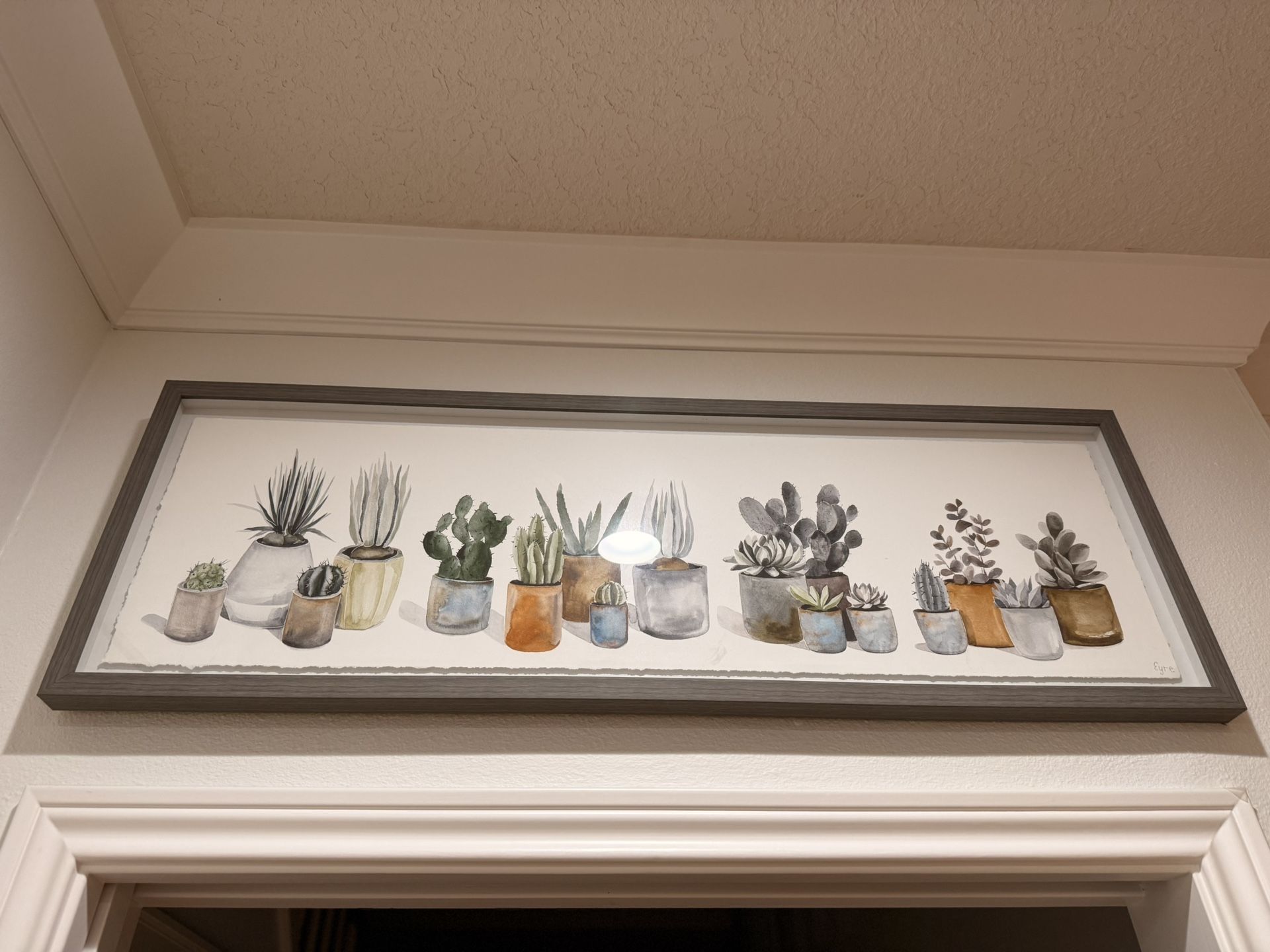 Watercolor Cactus Frame Light Gray And Green Colors