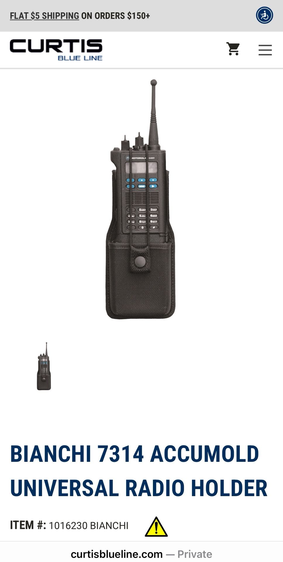 BIANCHI 7314 ACCUMOLD UNIVERSAL RADIO HOLDER ITEM #: 1016230 BIANCHI