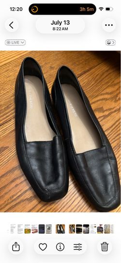 Ladies black leather flats size 8m Enzo Angelina