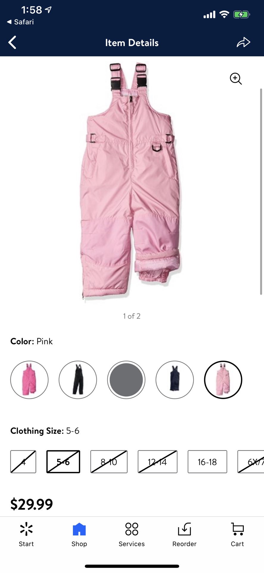 iXtreme Kids Insulated Ski Bib/Snowpant - Pink - Size 4T - $20