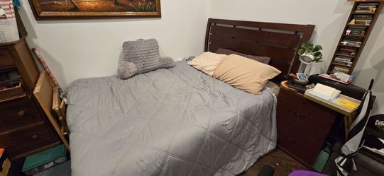 Queen Bed Frame with Headboard and mattress