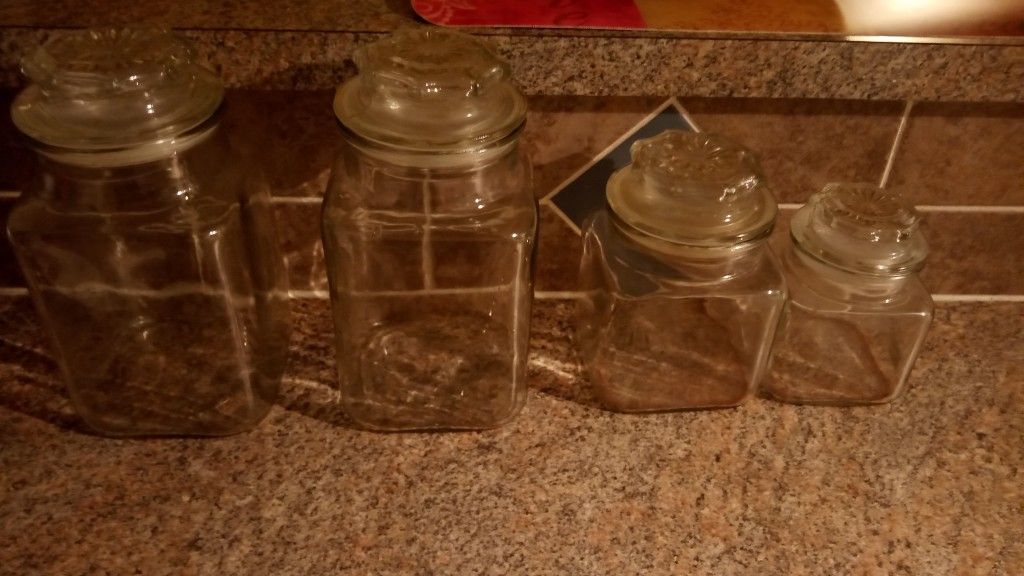 4 - GLASS STORAGE CONTAINERS ...... CHECK OUT MY PAGE FOR MORE ITEMS