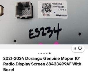 2021-2025 dodge Durango 10” touchscreen display