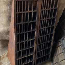 Antique Hamilton Wood Triangle Shape Letterpress Printers Cabinet Rack 