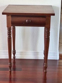 Antique Wood Side Table with Drawer