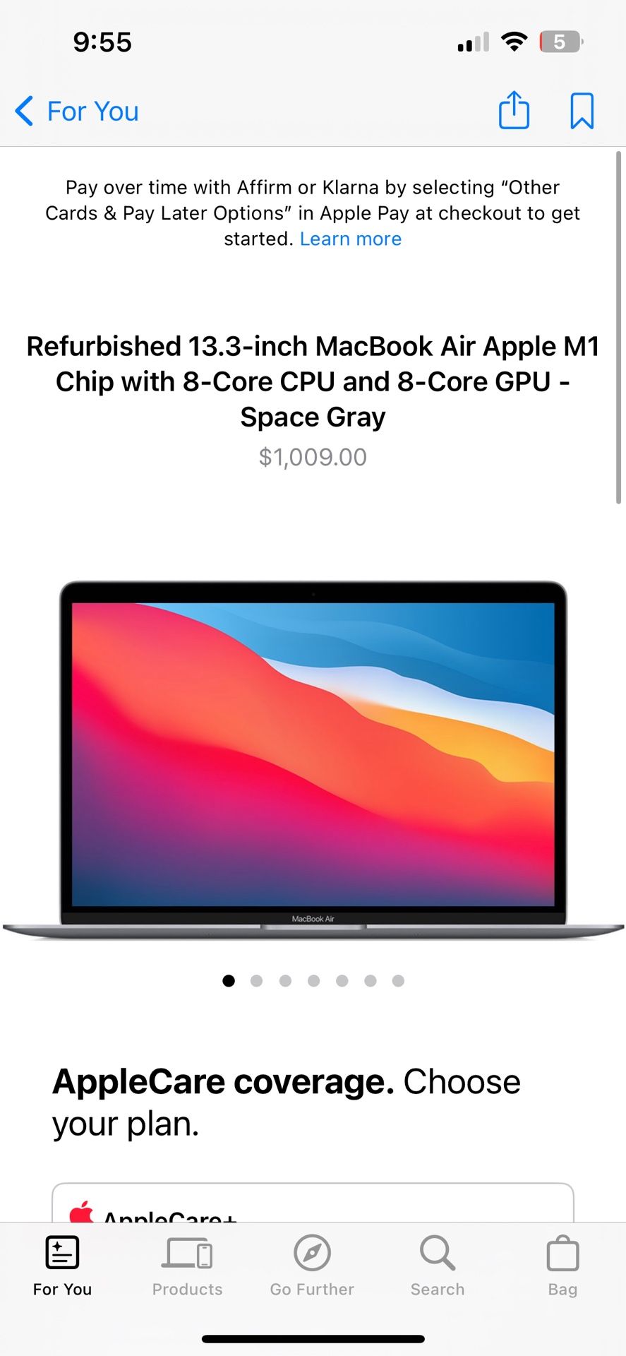 13-inch MacBook Air With Apple M1 Chip 256GB