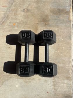 X2 30lb cast iron hex dumbbells