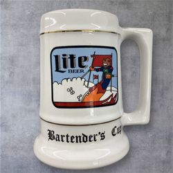 Vtg Miller Lite Beer Stein Bartender's Cup Mug Skier Skiing Concepts Unlimited NJ
