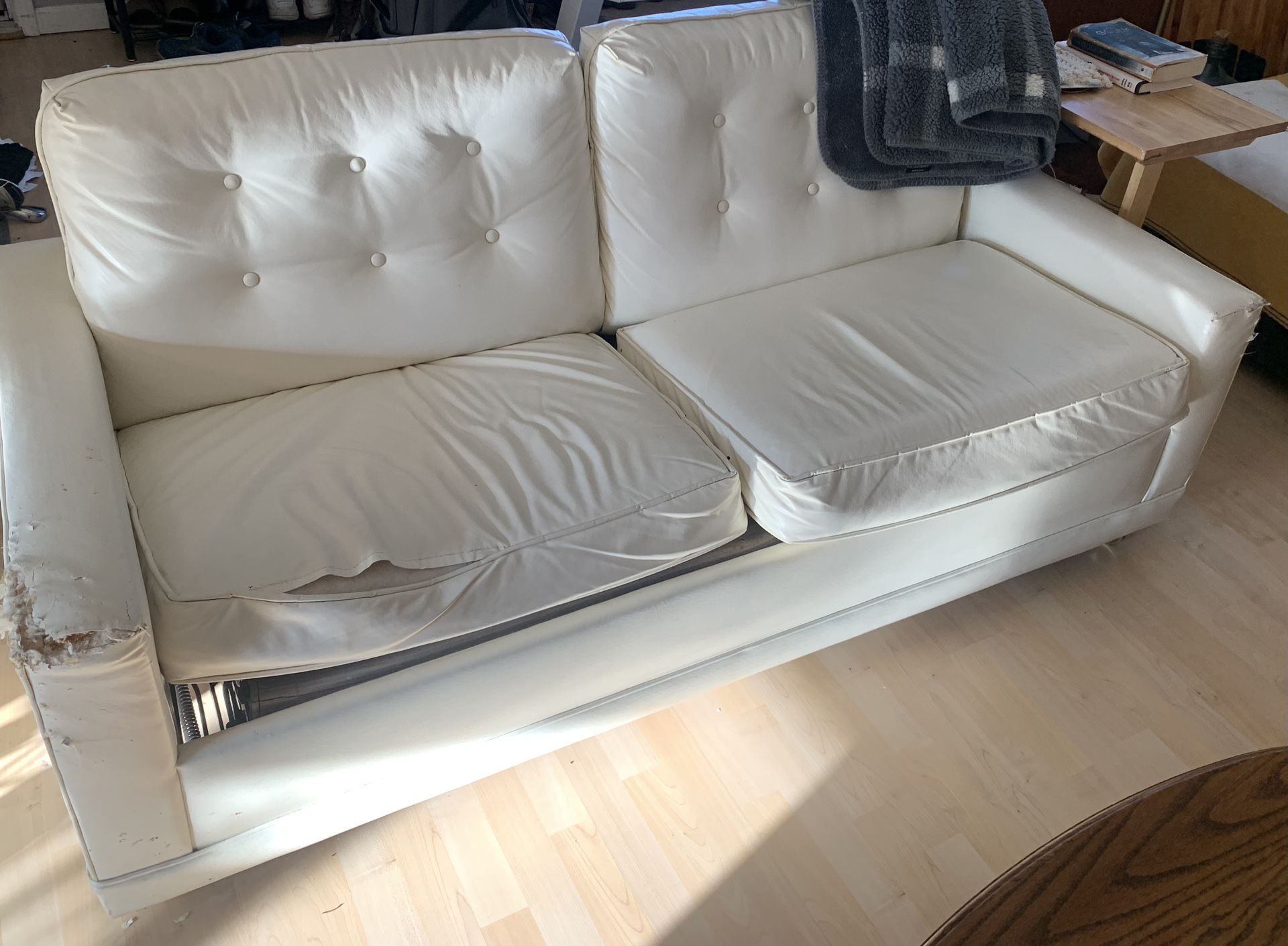 Faux Leather Couch With Hide-a-bed