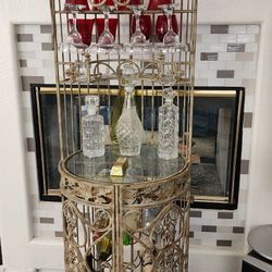 Vintage Wrought Iron Bird Cage Wine Rack