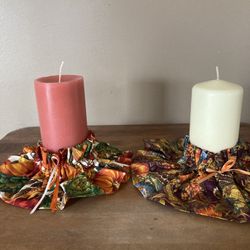 Candles with fall candles skirts