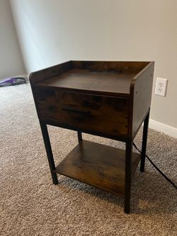 Nightstand with charging station and drawer