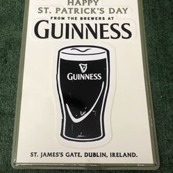 Guinness Sign Happy St Patrick's Day Draught Stout St James Gate, 14”x20”