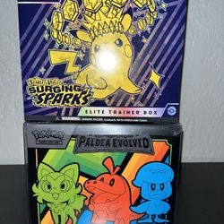 Lot Of 2 ETBs Surging Sparks & Paldea Evolved 