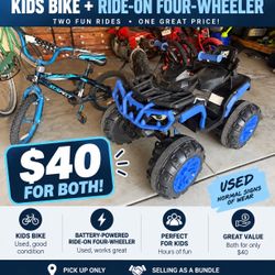 Kids Bike & Battery Powered 4 Wheeler 