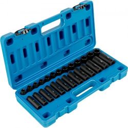 VEVOR Impact Socket Set 3/8 Inches 26 Piece Impact Sockets, Deep / Standard Socket, 6-Point Sockets, Rugged Construction, Cr-V Socket Set Impact Metri