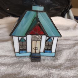 Stained Glass Church. Votive Candle Holder. 