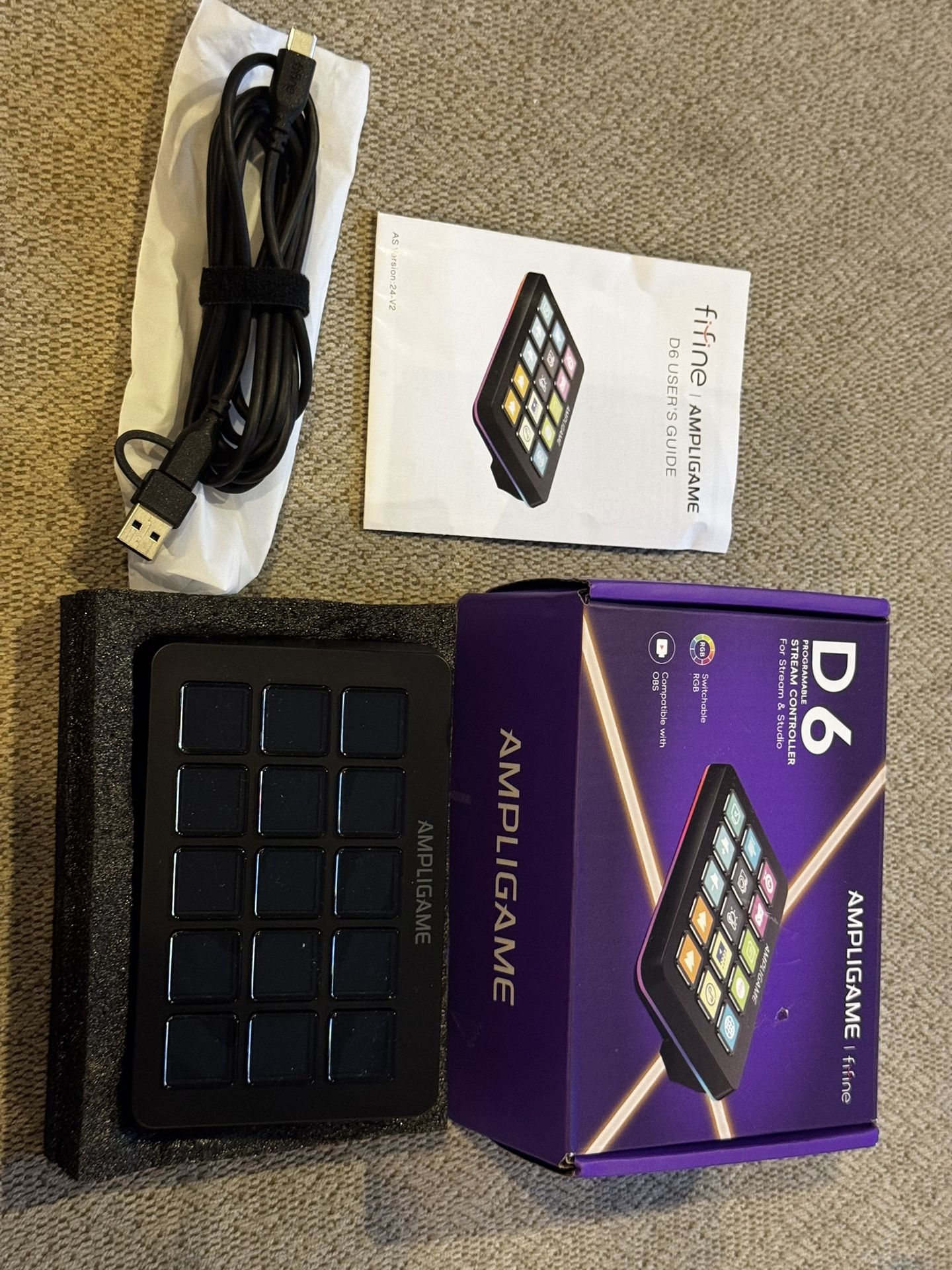 Fifine AmpliGame Stream Controller with 15 Macro Keys, Streaming Keyboard with Trigger Actions in OBS/Twitch/YouTube/Streamlabs, Shortcut Buttons Keyp