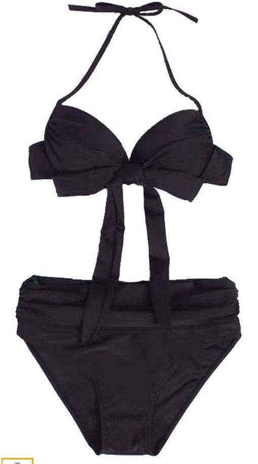 Women's Sexy Criss Cross Waist Underwire PushUp Padded Bikini Swimsuit BLK S NWT