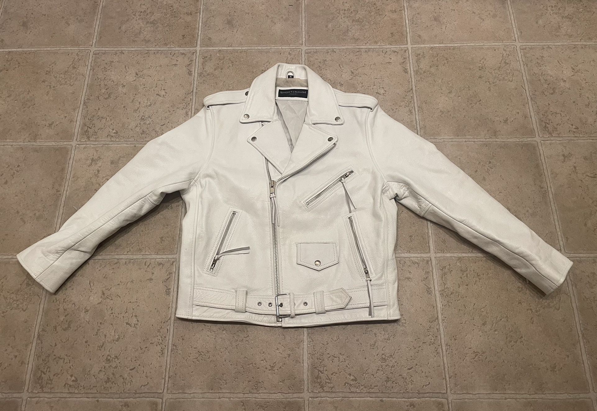 Smart Range London White Leather Jacket In Men’s Medium From UK
