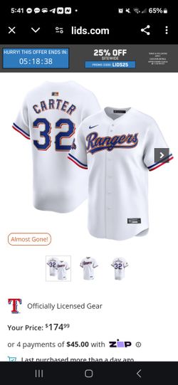 Evan Carter Texas Rangers Nike 2024 Gold Collection Limited Player Jersey