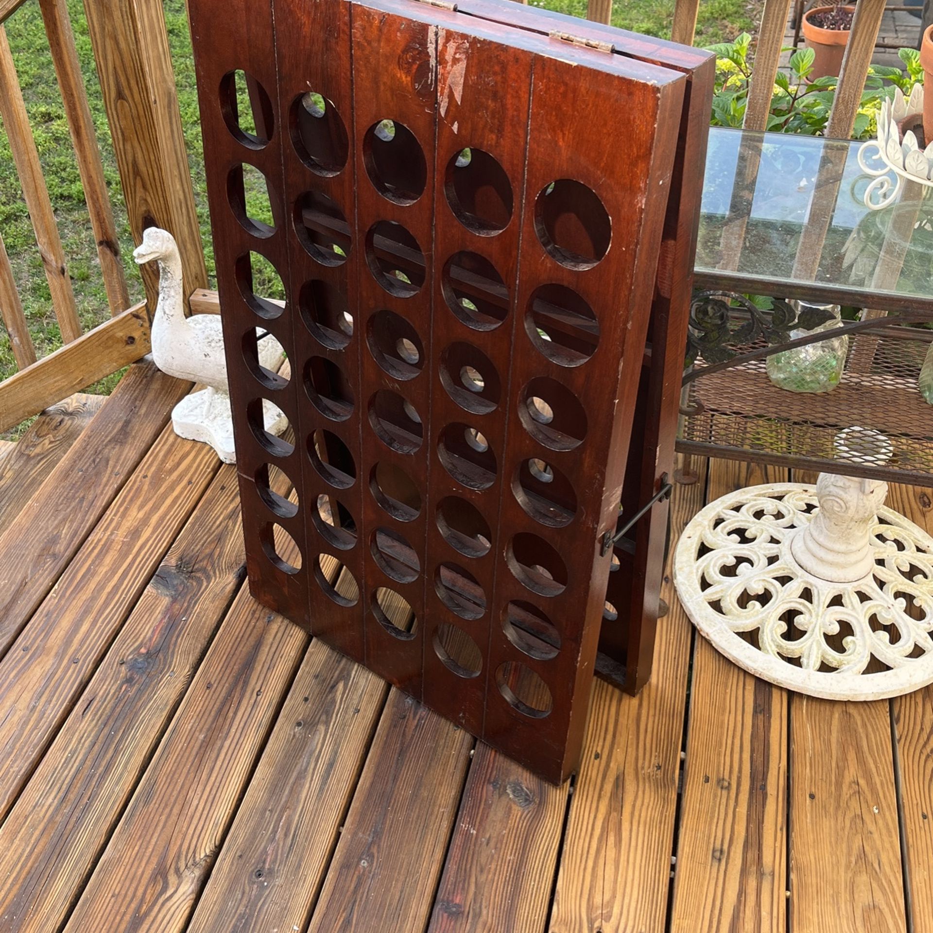 Mid century French riddling rack Mahogany and Oak