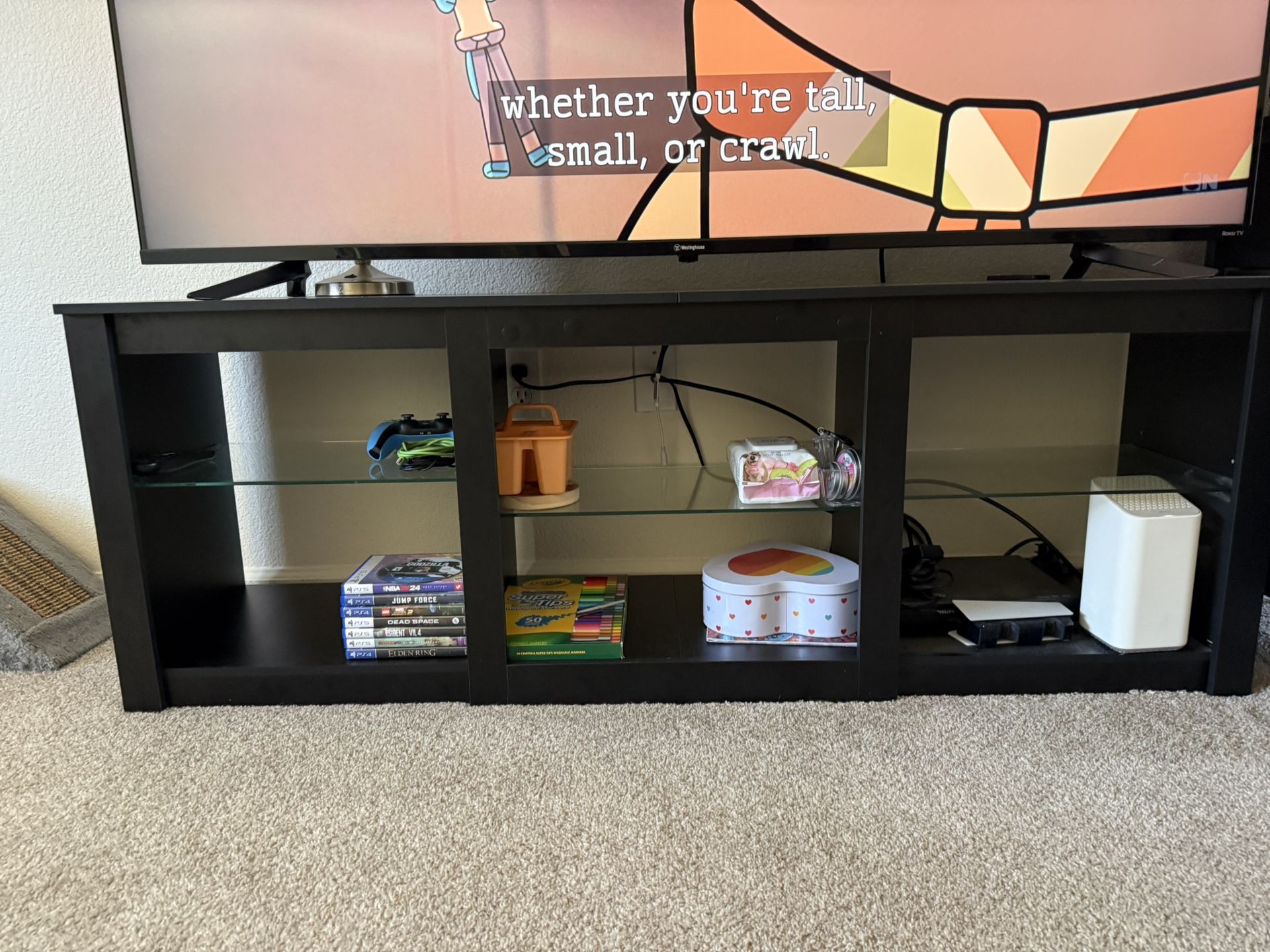 Black Tv Stand/ Entertainment Center with Storage