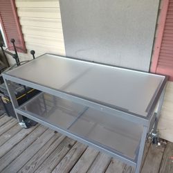 Metal Table w casters.  54"x23.5"x28.75". VG Condition.