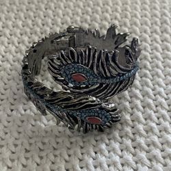 Lucky Brand Western Style Feather Hinged Bracelet