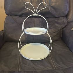 Light Blue Bunny Two Tier Metal Tray Foldable